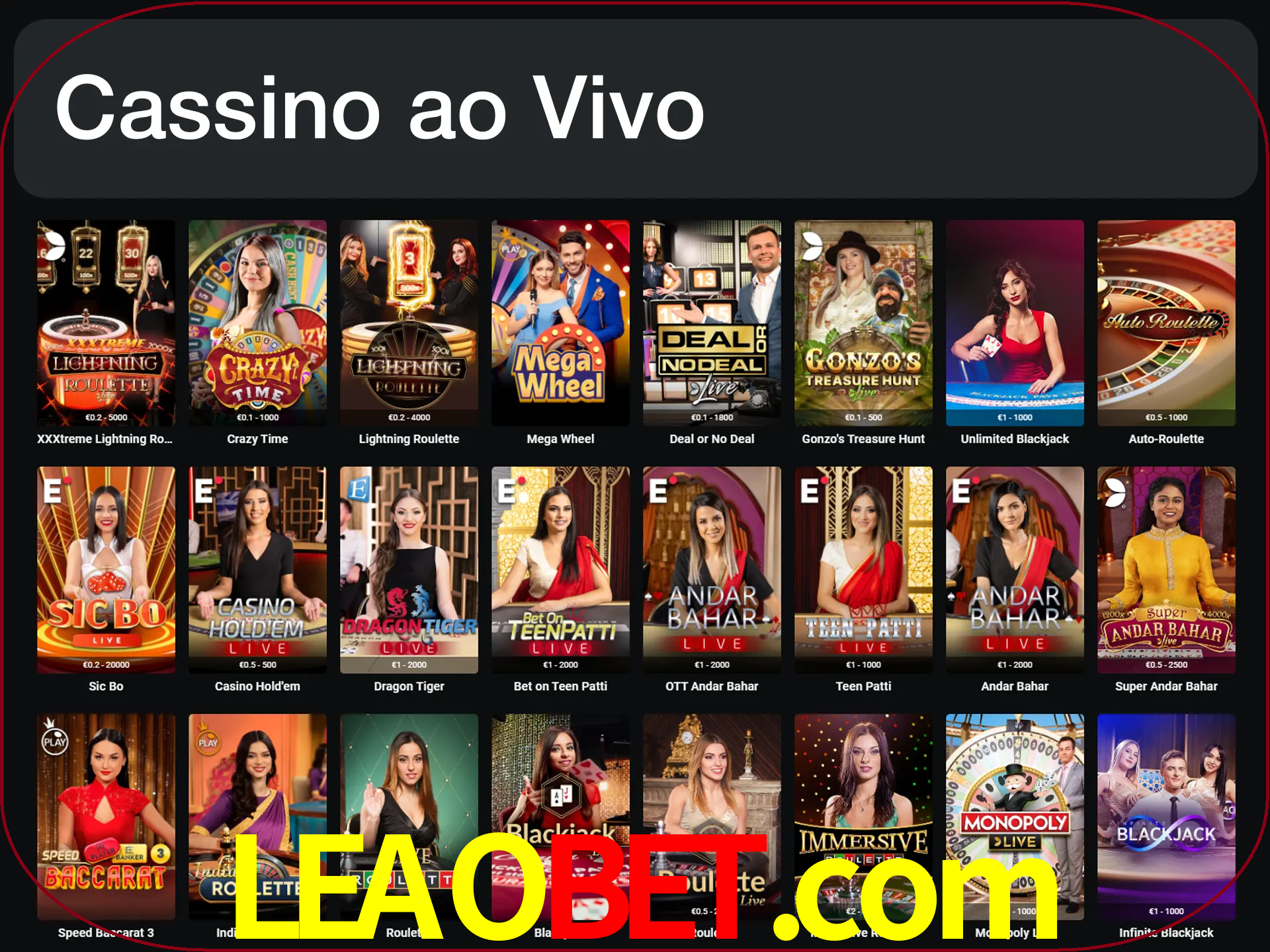 Jogue jogos de cassino com um verdadeiro dealer.