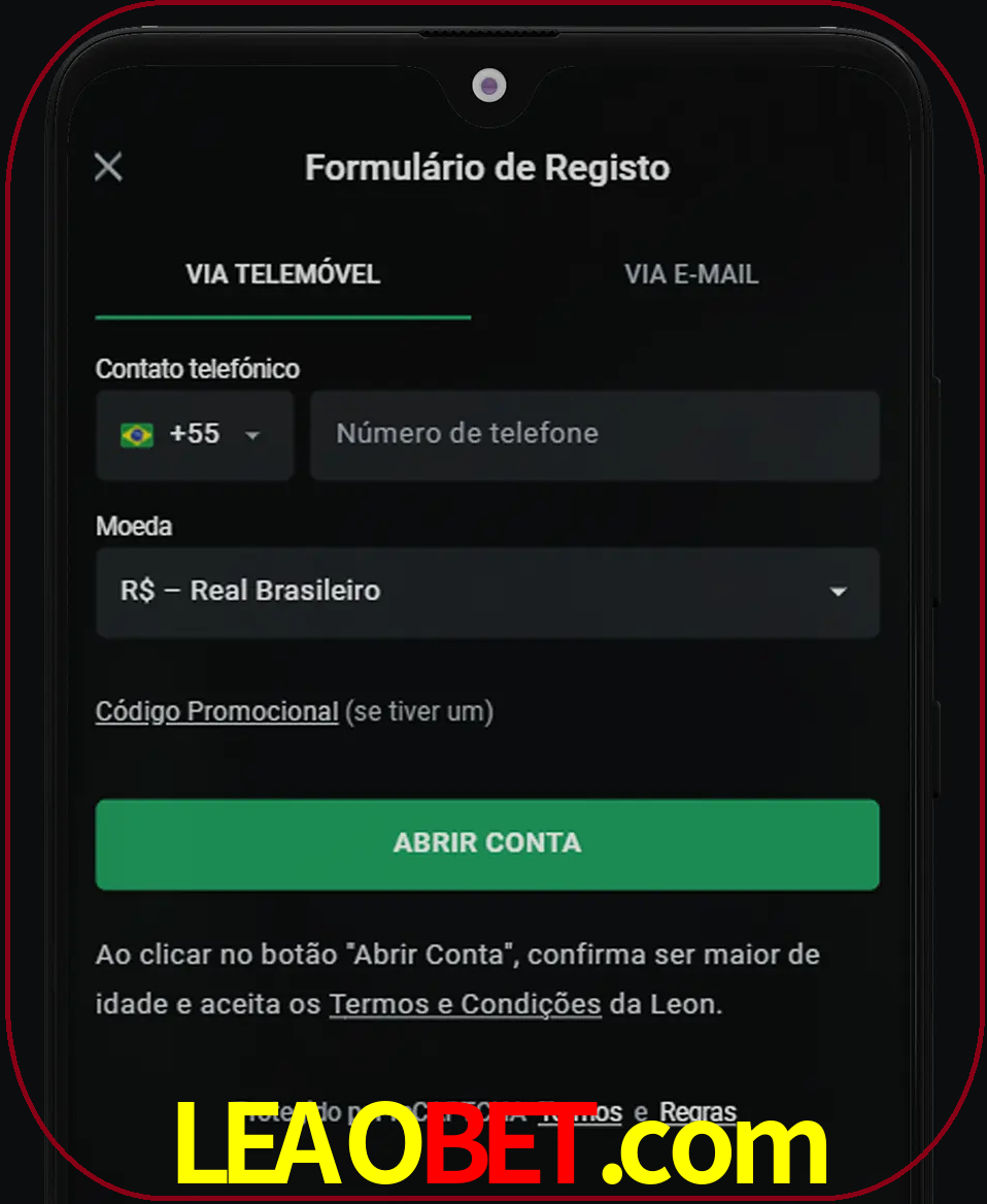 Abra o aplicativo e inicie o processo de registro.
