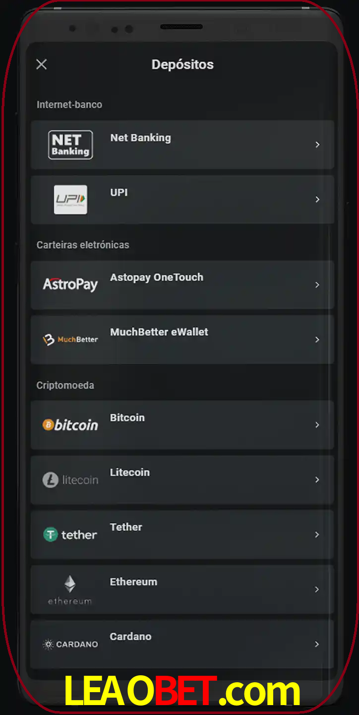 Você pode usar métodos alternativos de depósito.