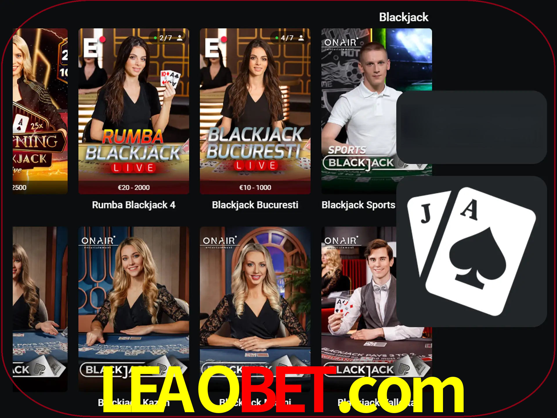 Escolha uma mesa completa de jogadores de blackjack.